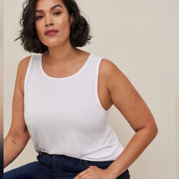 Torrid Jersey Hi Neck Layering Tank White | Torrid Size 0 - Picture 1 of 7